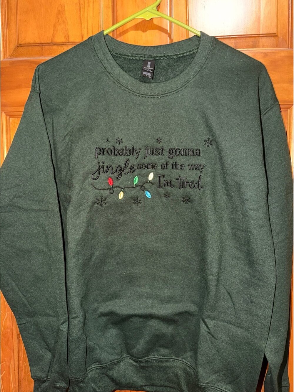 Embroidered Christmas Jingle Some Of The Way Sweatshirt Forest Green - Small